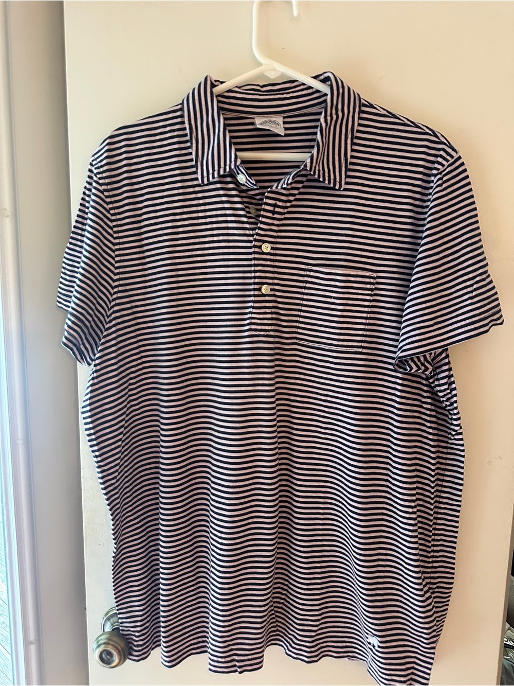Brooks Brothers Navy & White Striped Polo